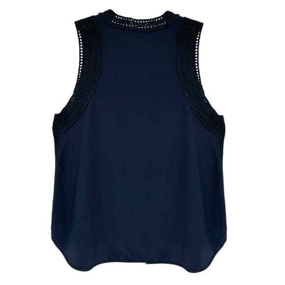 ELIZABETH and JAMES Vivi Crochet Trim Silk Top S - Picture 2 of 10